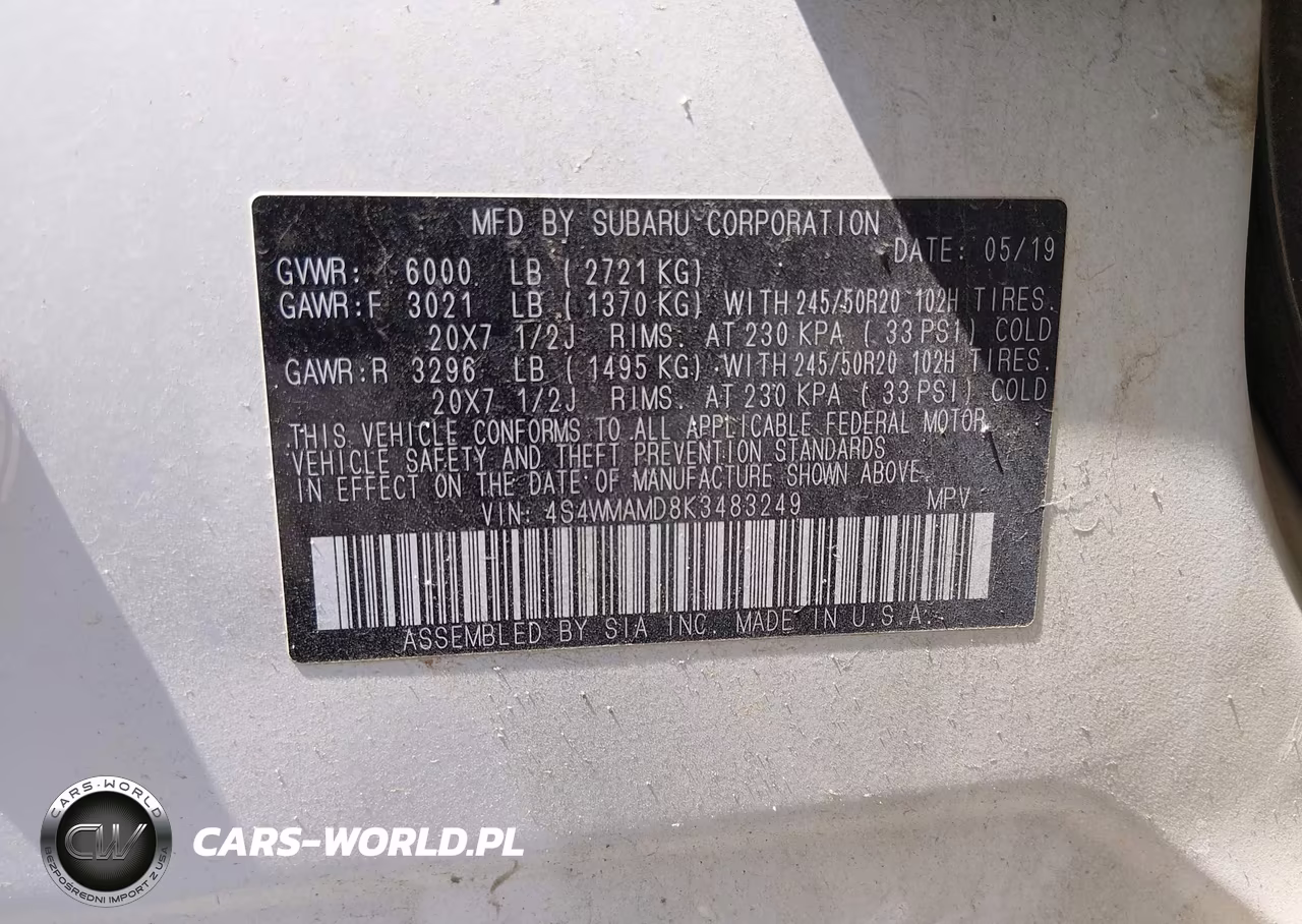 2019 Subaru Ascent Limited VIN:4S4WMAMD8K3483249 - 9