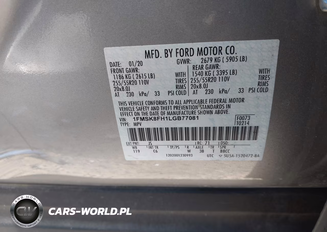 2020 Ford Explorer Limited VIN:1FMSK8FH1LGB77081 - 9