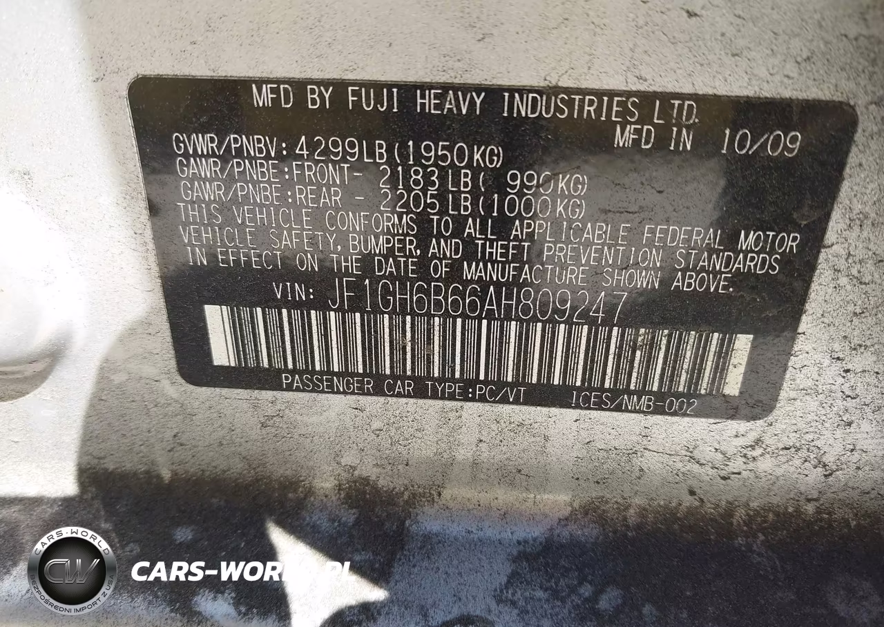 2010 Subaru Impreza 2.5I Premium VIN:JF1GH6B66AH809247 - 9