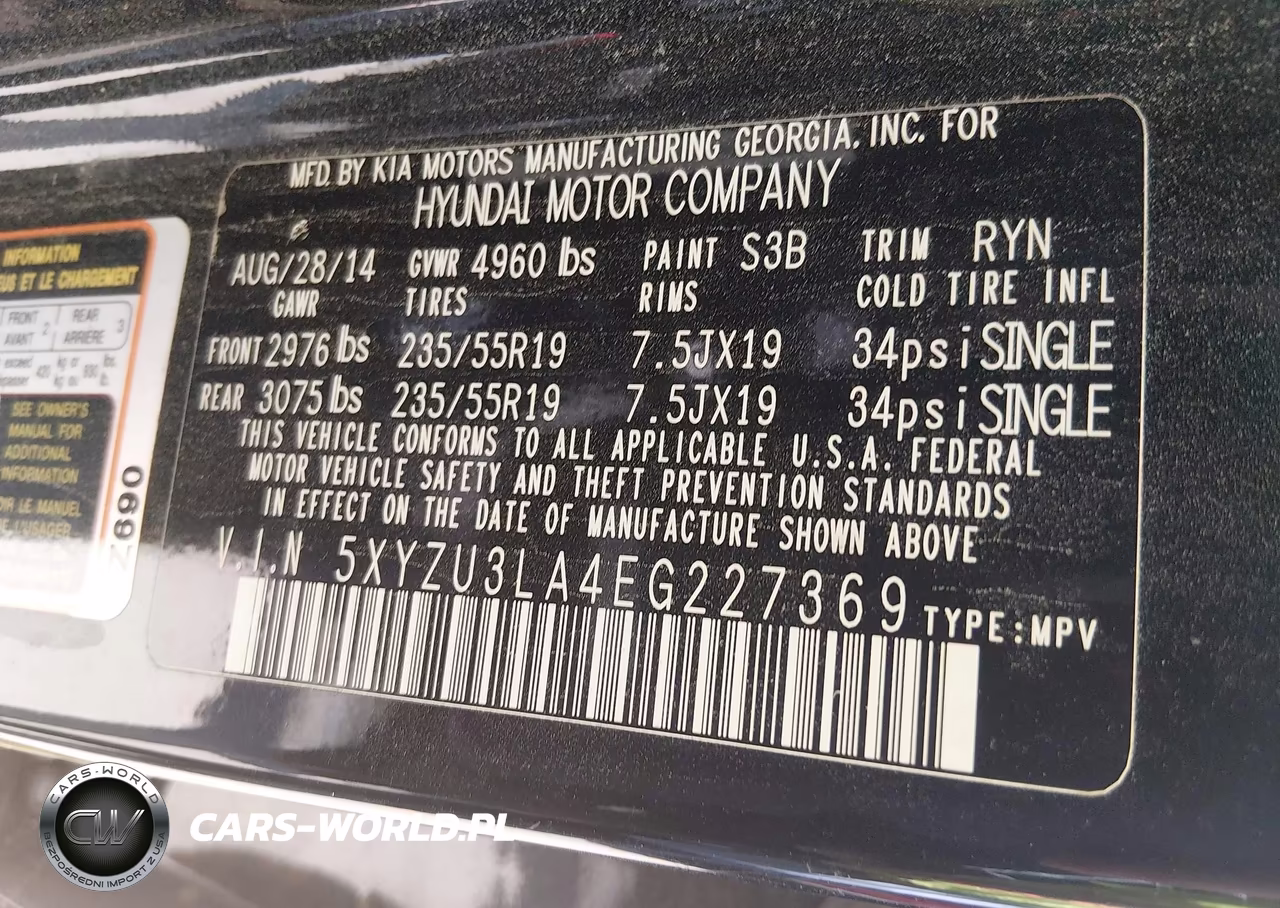 2014 Hyundai Santa Fe Sport 2.0L Turbo VIN:5XYZU3LA4EG227369 - 9