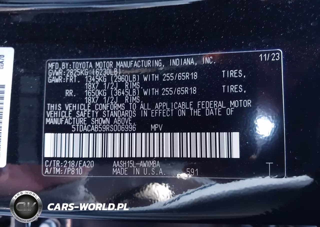 2024 Toyota 4 Wheel Dr VIN:5TDACAB59RS006996 - 9