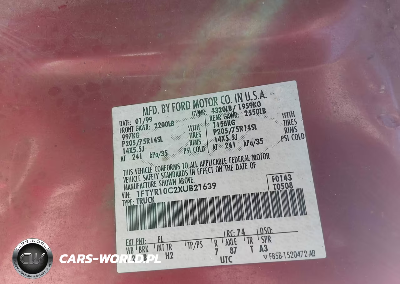 1999 Ford Ranger Xl-Xlt VIN:1FTYR10C2XUB21639 - 9