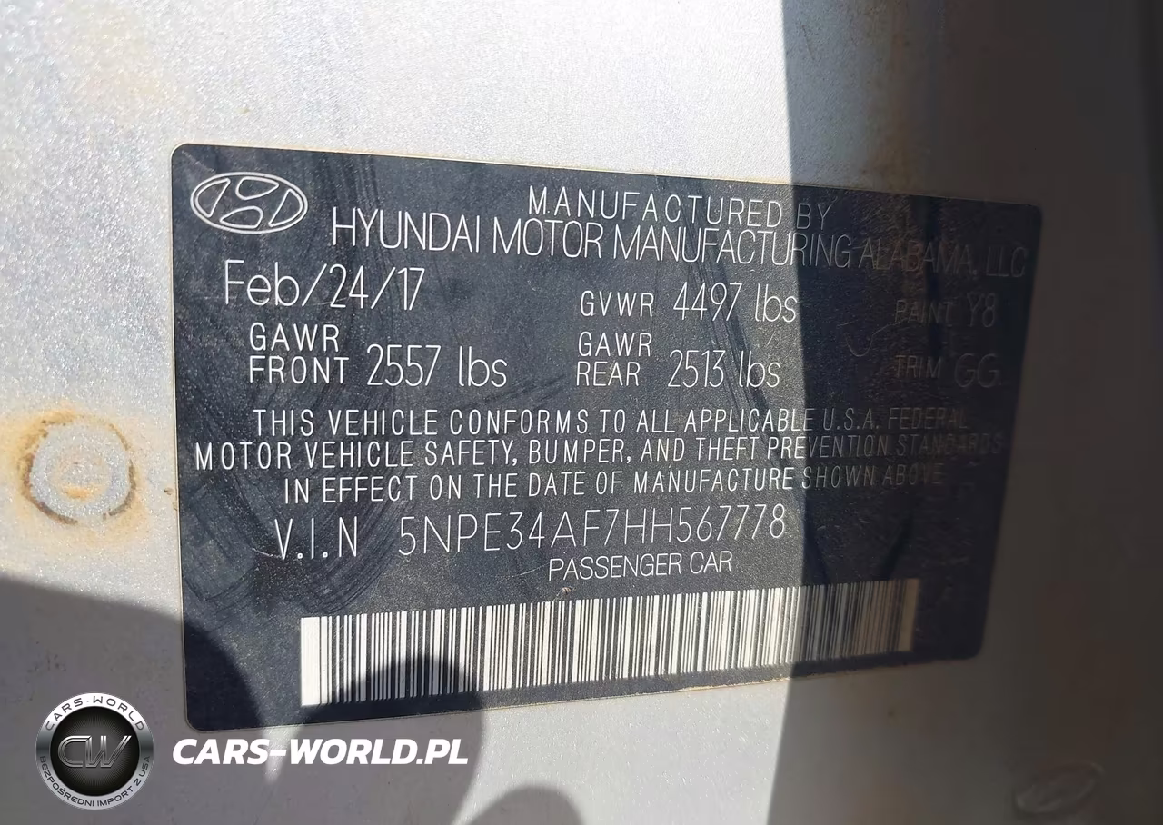 2017 Hyundai Sonata Sport VIN:5NPE34AF7HH567778 - 9