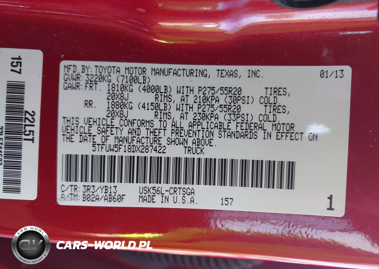 2013 Toyota Tundra Grade 5.7L V8 VIN:5TFUW5F18DX287422 - 9