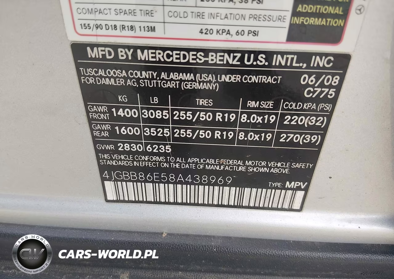 2008 Mercedes-Benz Ml 350 4Matic VIN:4JGBB86E58A438969 - 9