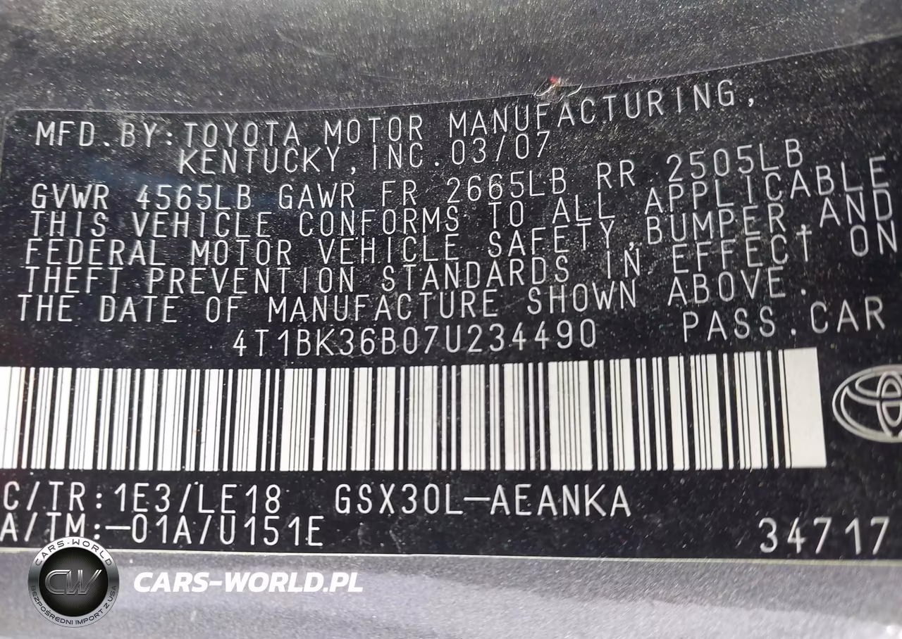 2007 Toyota Avalon Touring VIN:4T1BK36B07U234490 - 9