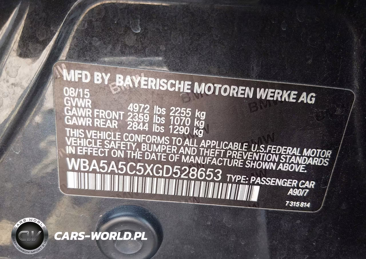 2016 BMW 528I VIN:WBA5A5C5XGD528653 - 9