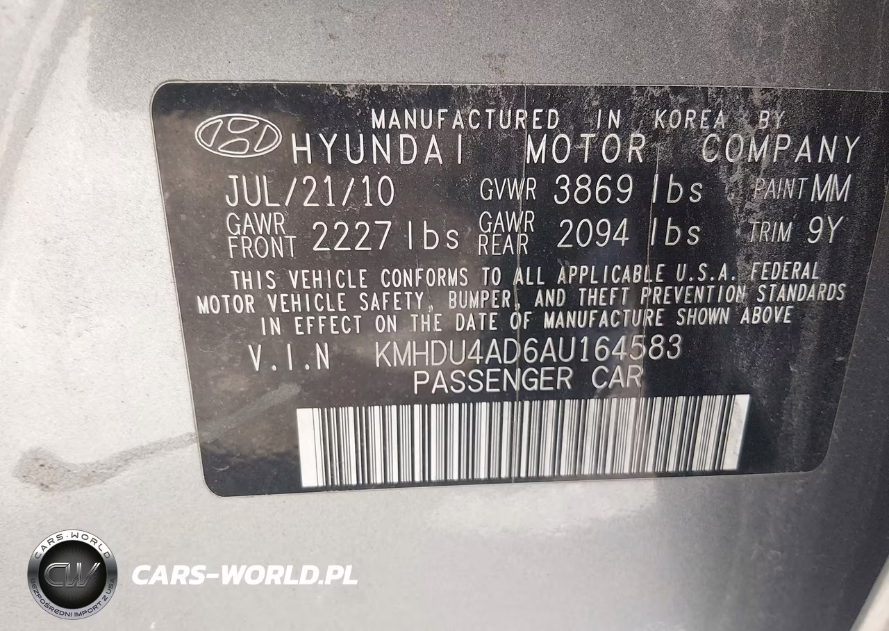 2010 Hyundai Elantra Gls VIN:KMHDU4AD6AU164583 - 9