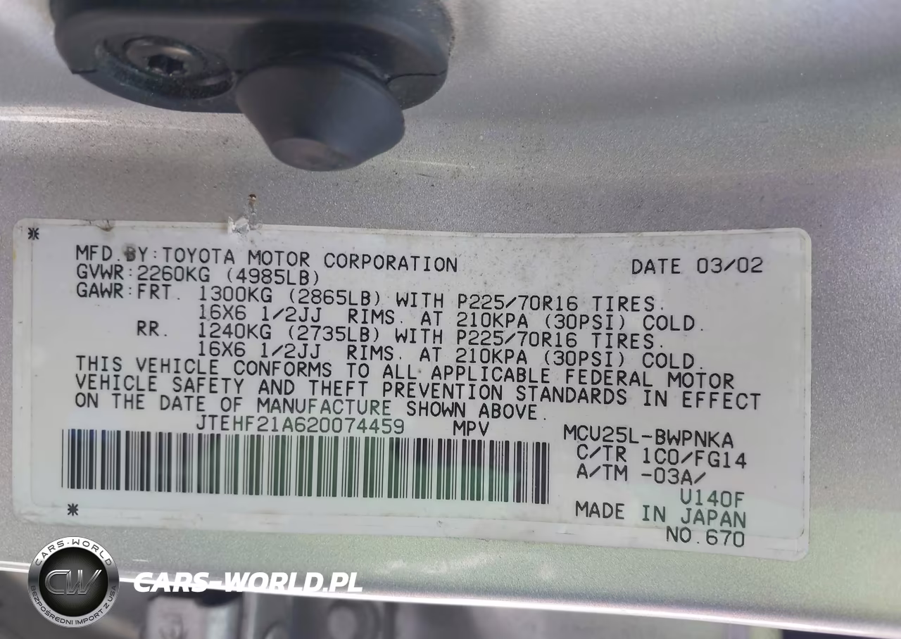 2002 Toyota Highlander V6 VIN:JTEHF21A620074459 - 9
