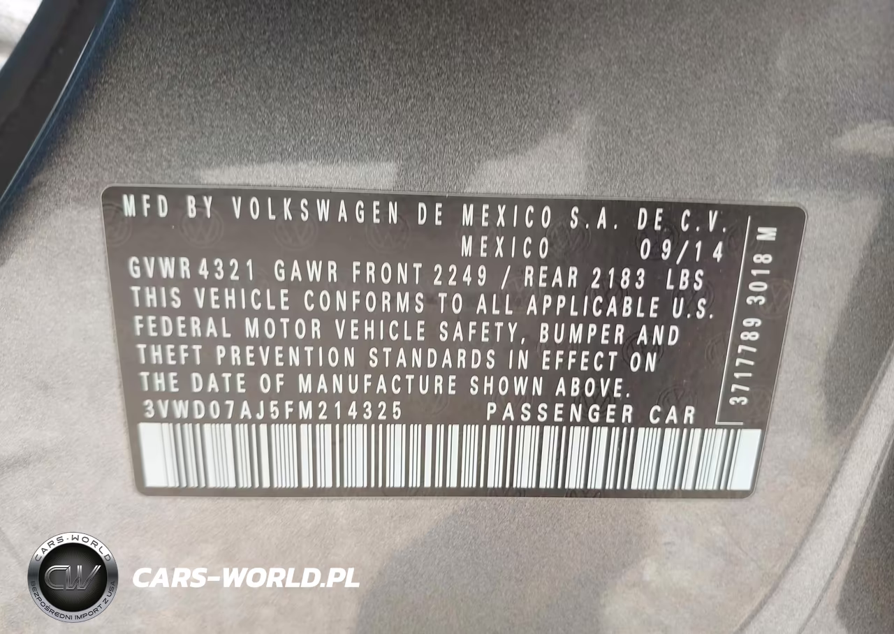 2015 Volkswagen Jetta 1.8T Se VIN:3VWD07AJ5FM214325 - 9