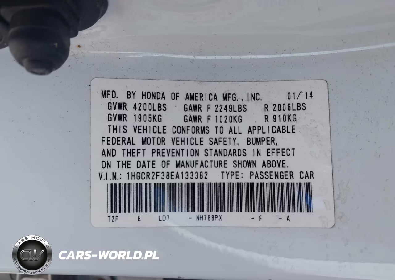 2014 Honda Accord Lx VIN:1HGCR2F38EA133382 - 9