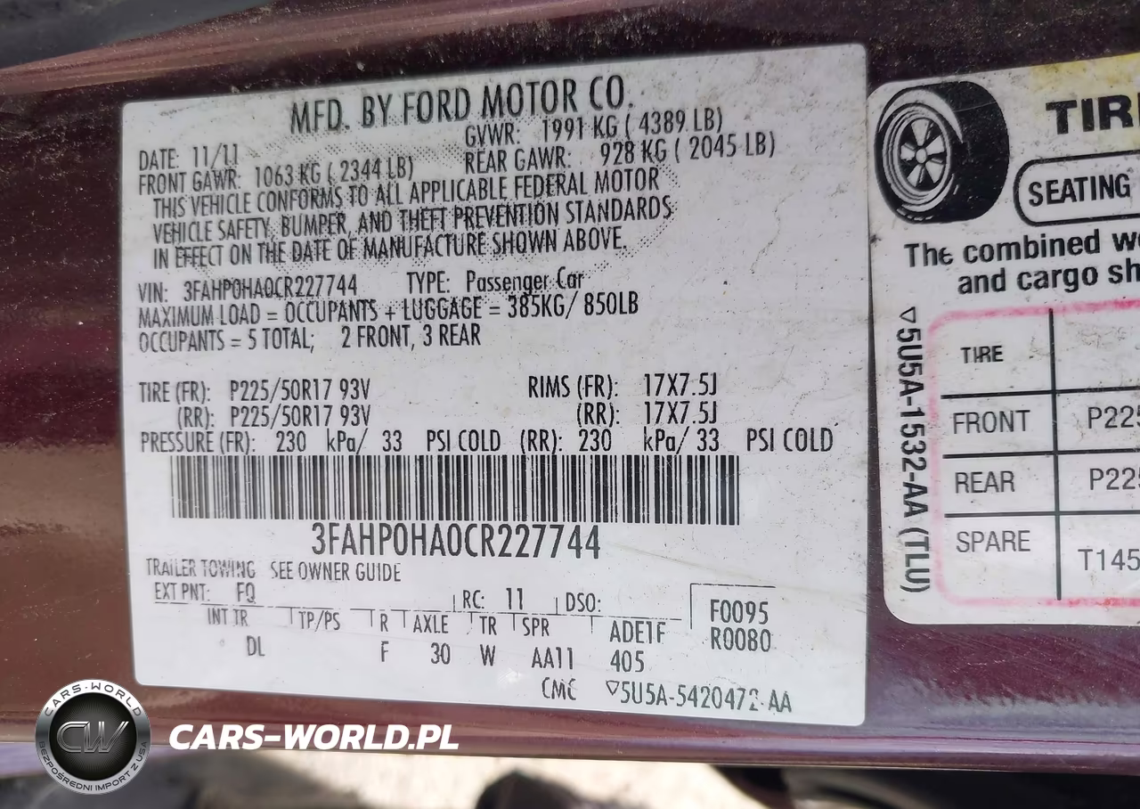 2012 Ford Fusion Se VIN:3FAHP0HA0CR227744 - 9