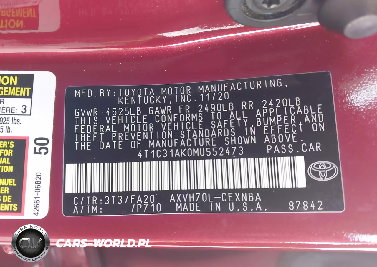 2021 Toyota Camry Le Hybrid VIN:4T1C31AK0MU552473 - 9
