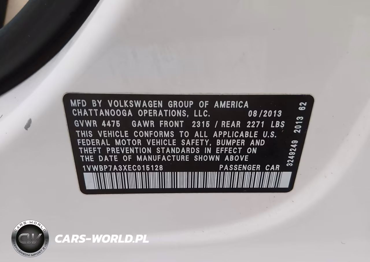 2014 Volkswagen Passat 2.5L Se VIN:1VWBP7A3XEC015128 - 9