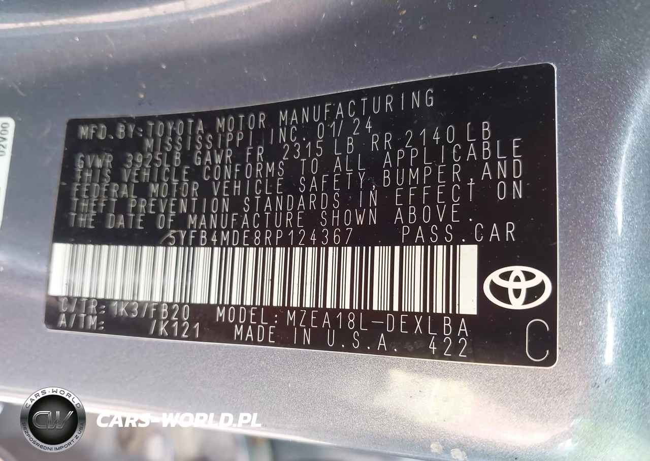 2024 Toyota Corolla Le VIN:5YFB4MDE8RP124367 - 9