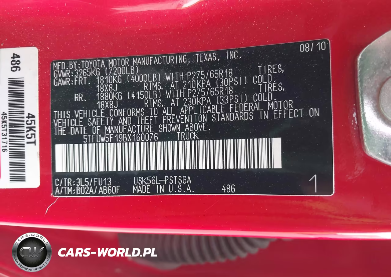 2011 Toyota Tundra Grade 5.7L V8 VIN:5TFDW5F19BX160076 - 9