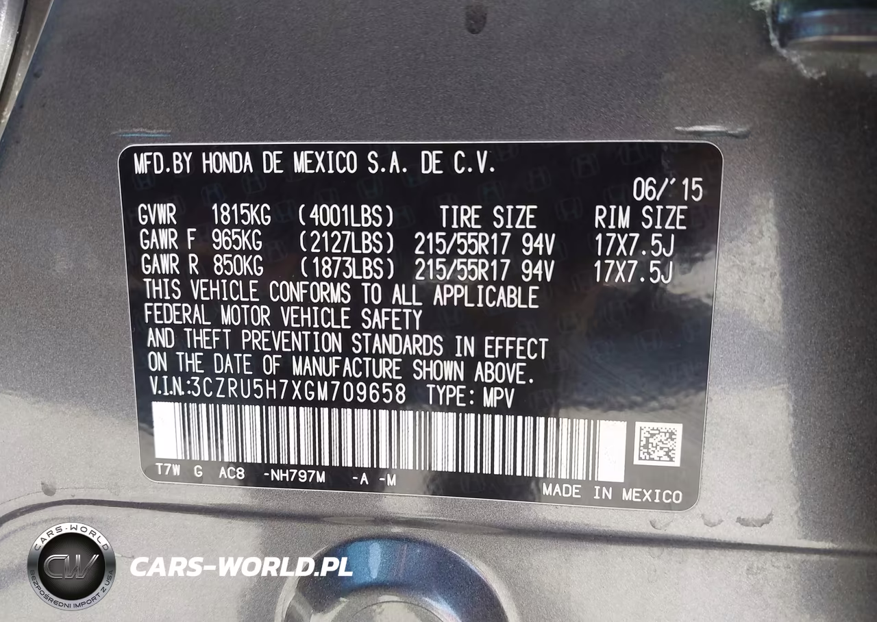 2016 Honda Hr-V Ex-L VIN:3CZRU5H7XGM709658 - 9