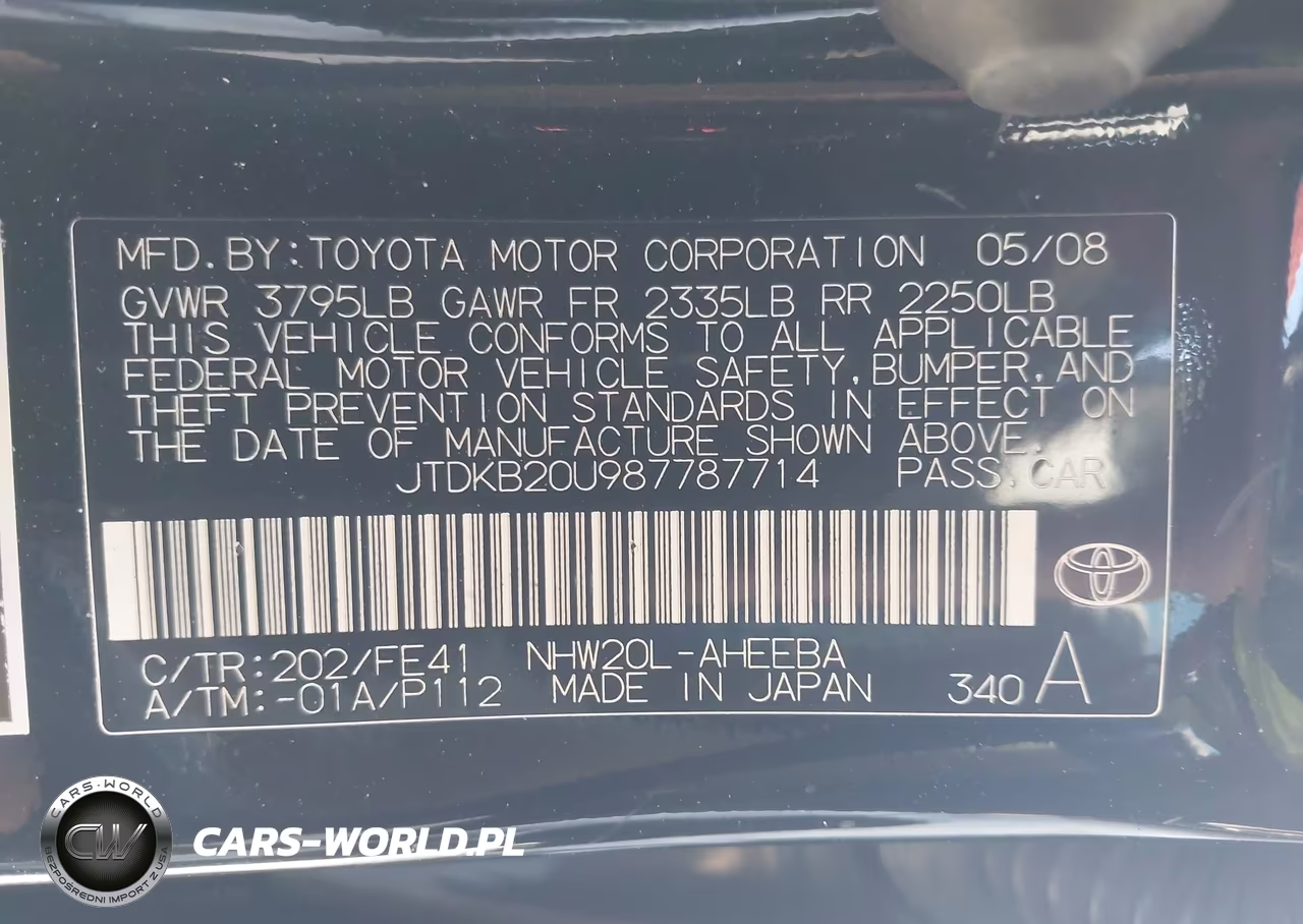 2008 Toyota Prius VIN:JTDKB20U987787714 - 9