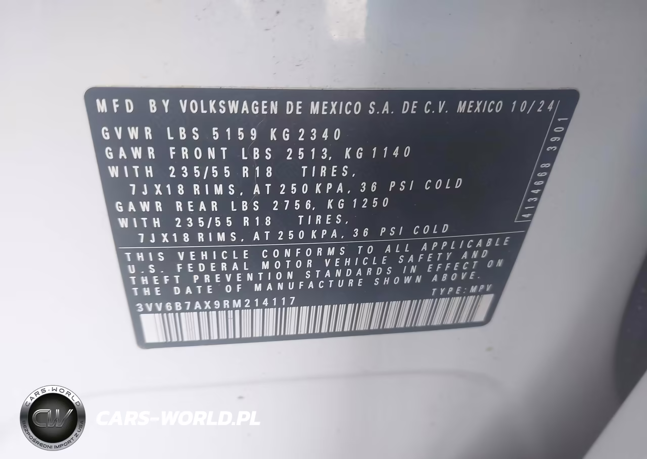 2024 Volkswagen Tiguan 2.0T Wolfsburg Edition VIN:3VV6B7AX9RM214117 - 9