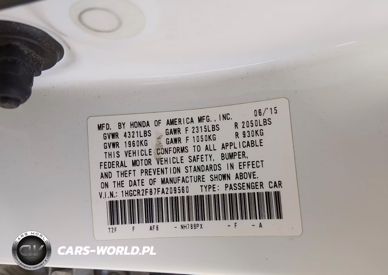 2015 Honda Accord Ex-L VIN:1HGCR2F87FA209560 - 9