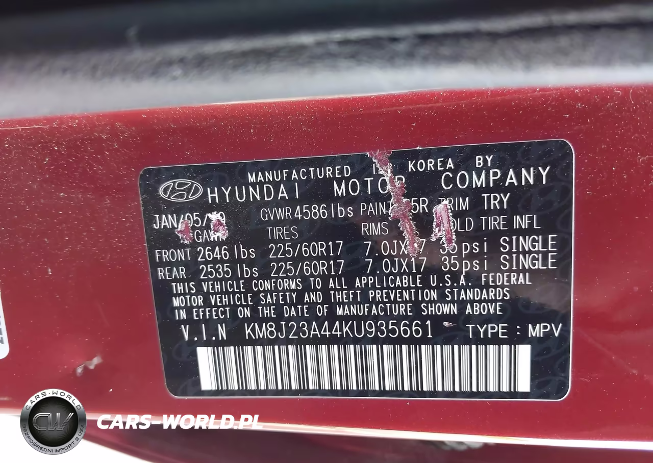 2019 Hyundai Tucson Se VIN:KM8J23A44KU935661 - 9