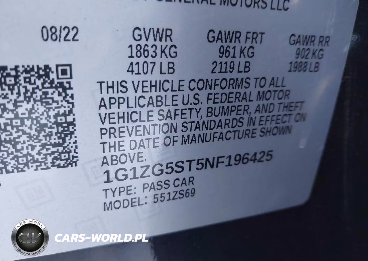 2022 Chevrolet Malibu Fwd Rs VIN:1G1ZG5ST5NF196425 - 9