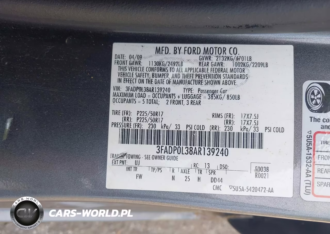 2010 Ford Fusion Hybrid VIN:3FADP0L38AR139240 - 9