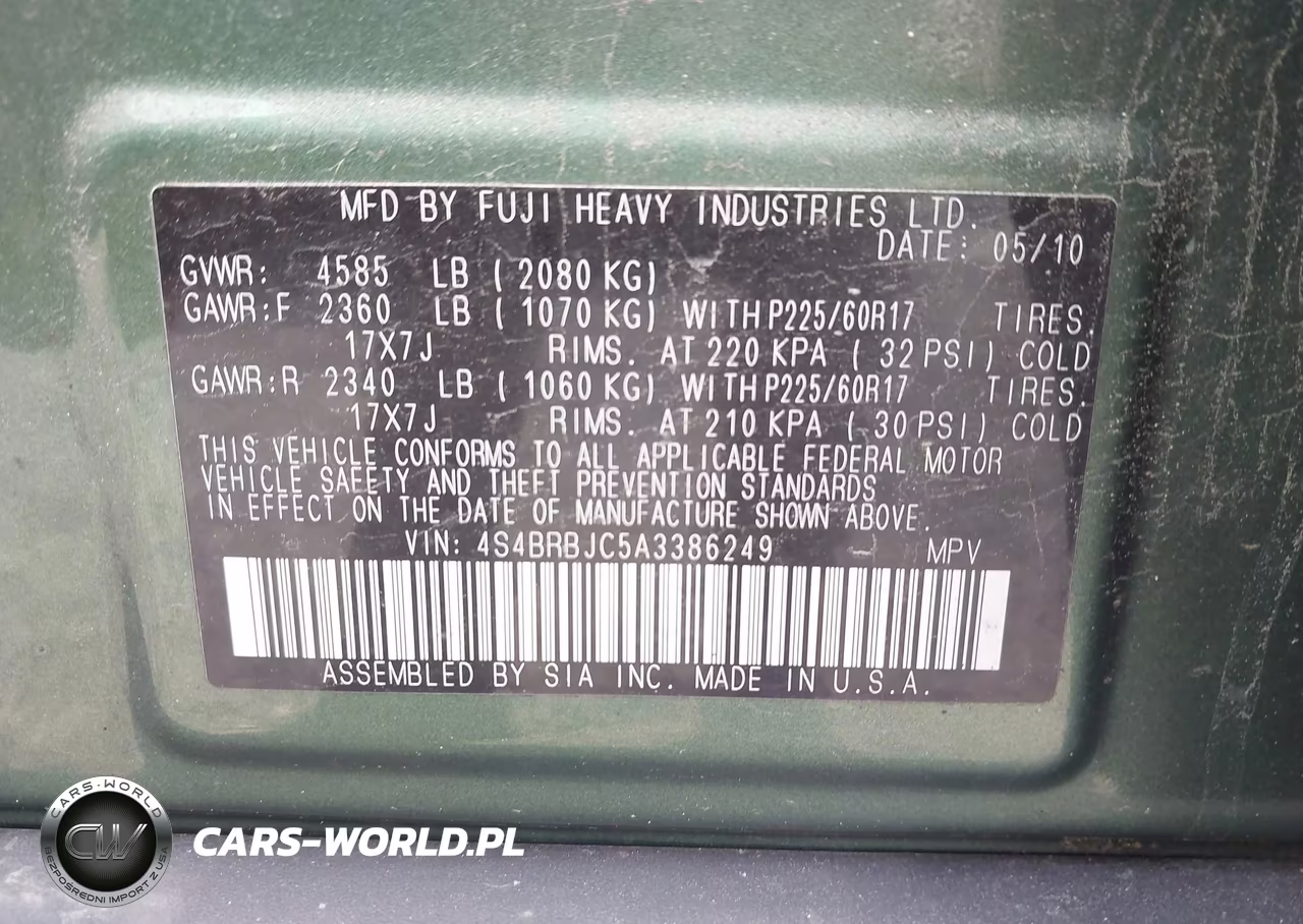 2010 Subaru Outback 2.5I Limited VIN:4S4BRBJC5A3386249 - 9