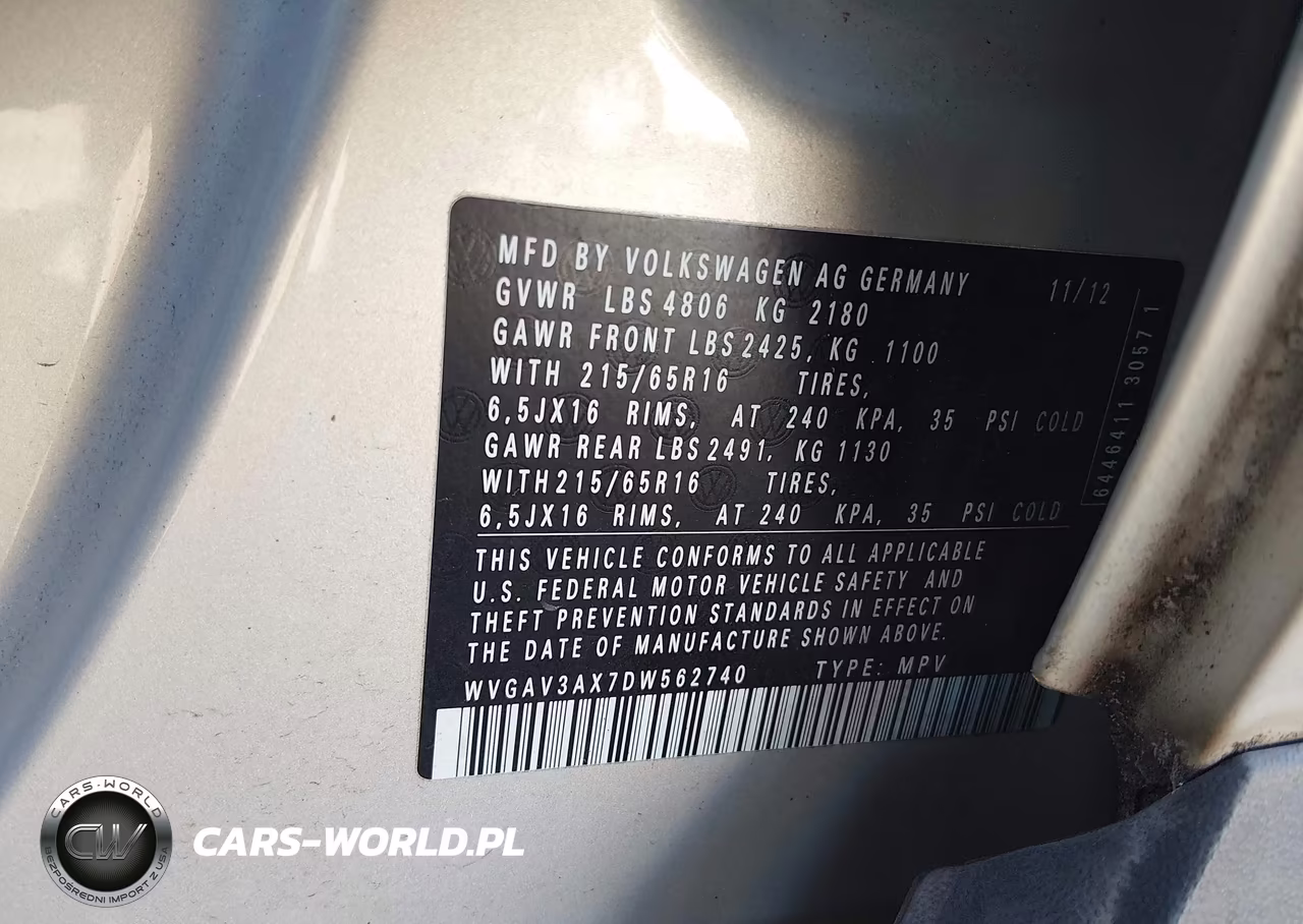 2013 Volkswagen Tiguan S VIN:WVGAV3AX7DW562740 - 9