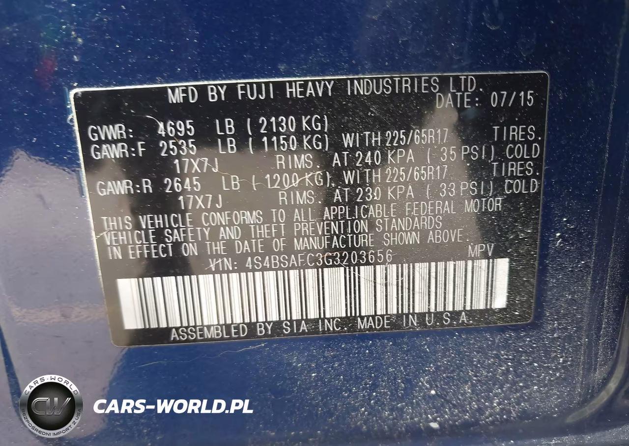 2016 Subaru Outback 2.5I Premium VIN:4S4BSAFC3G3203656 - 9