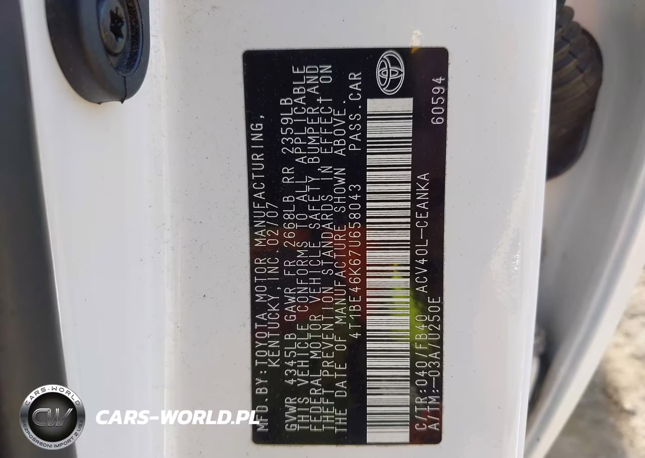 2007 Toyota Camry Ce VIN:4T1BE46K67U658043 - 9