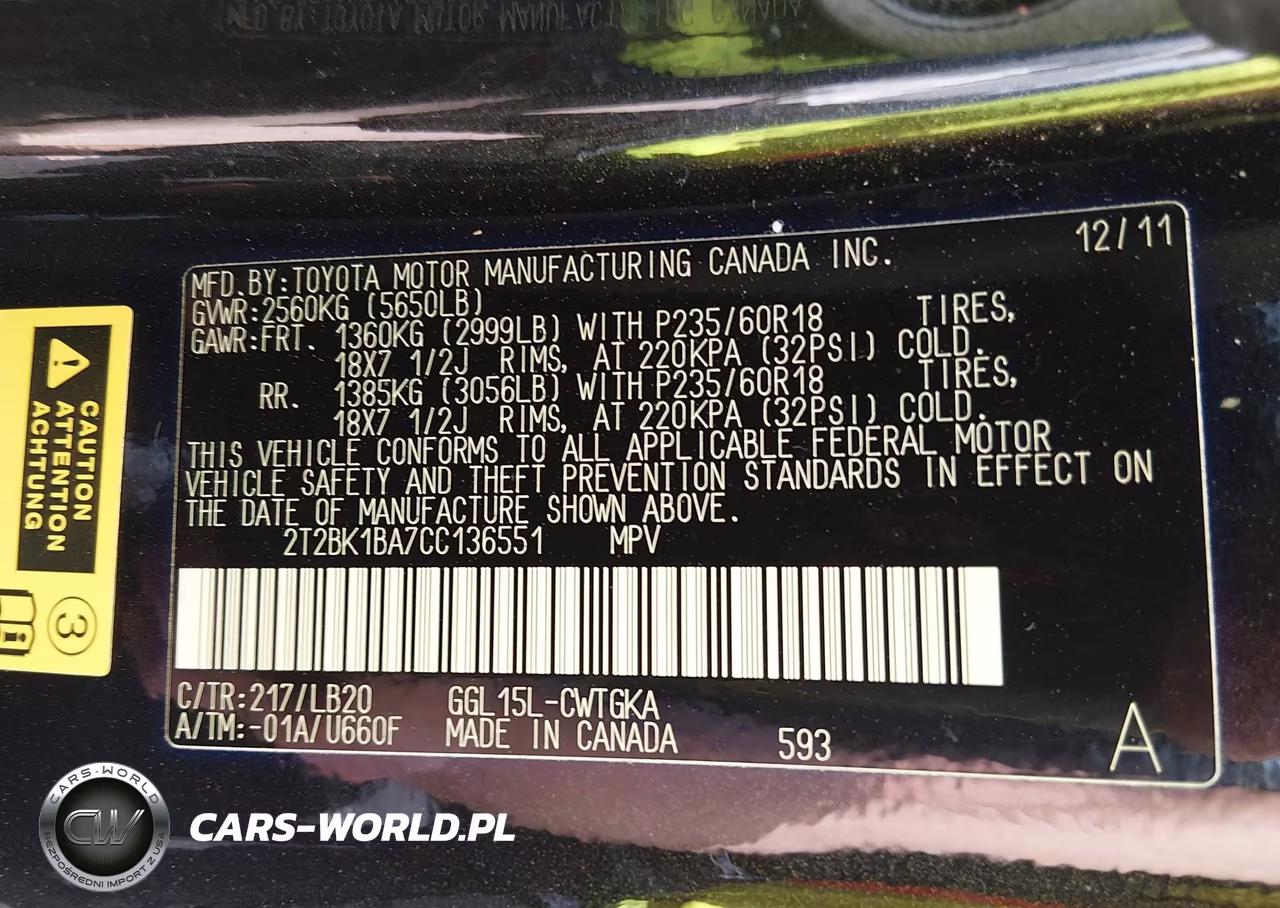 2012 Lexus Rx 350 VIN:2T2BK1BA7CC136551 - 9
