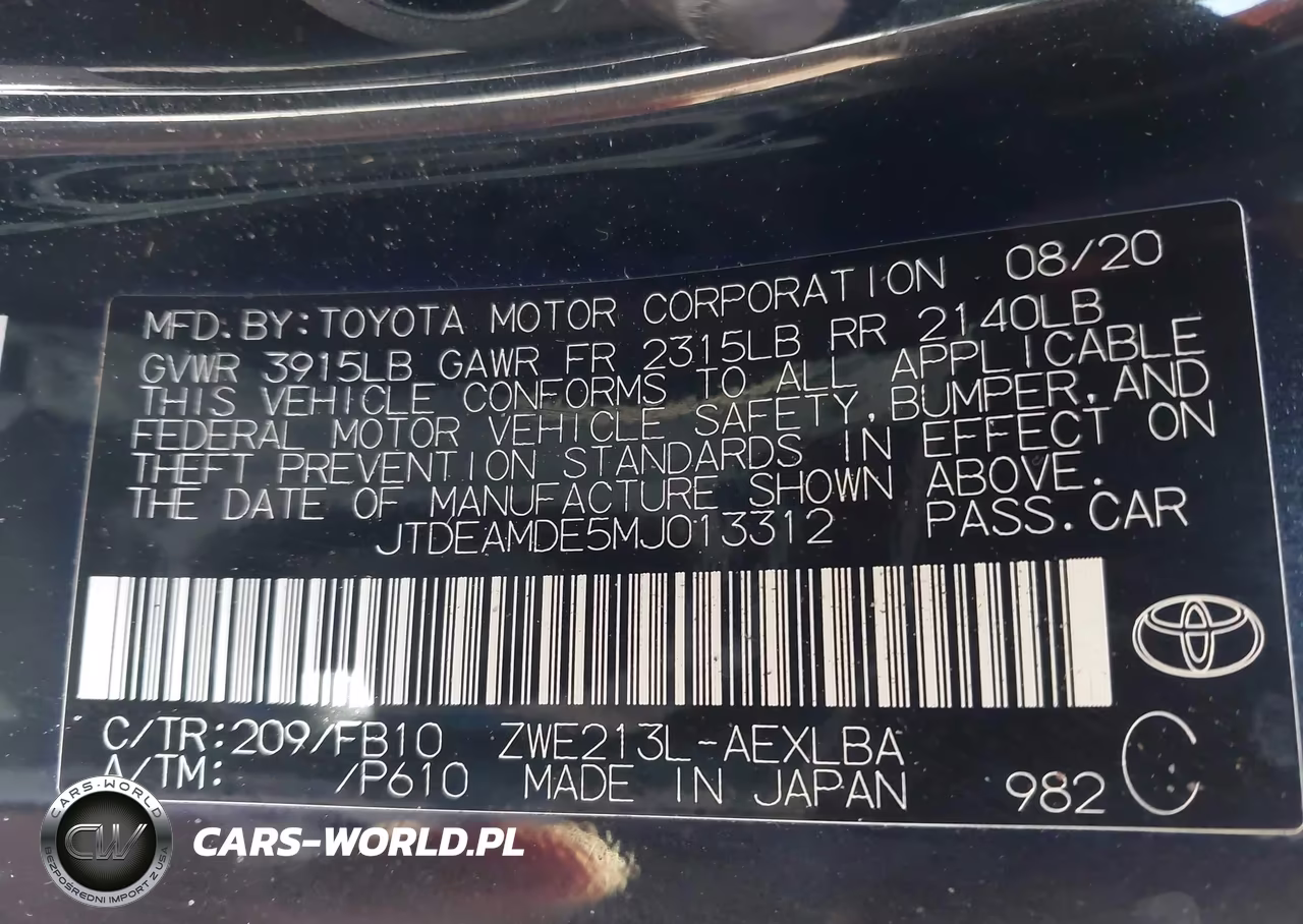 2021 Toyota Corolla Hybrid Le VIN:JTDEAMDE5MJ013312 - 9