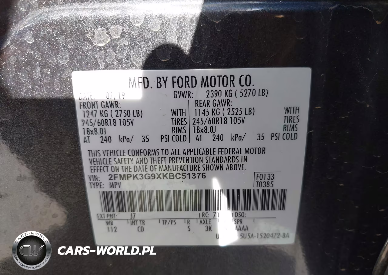 2019 Ford Edge Se VIN:2FMPK3G9XKBC51376 - 9