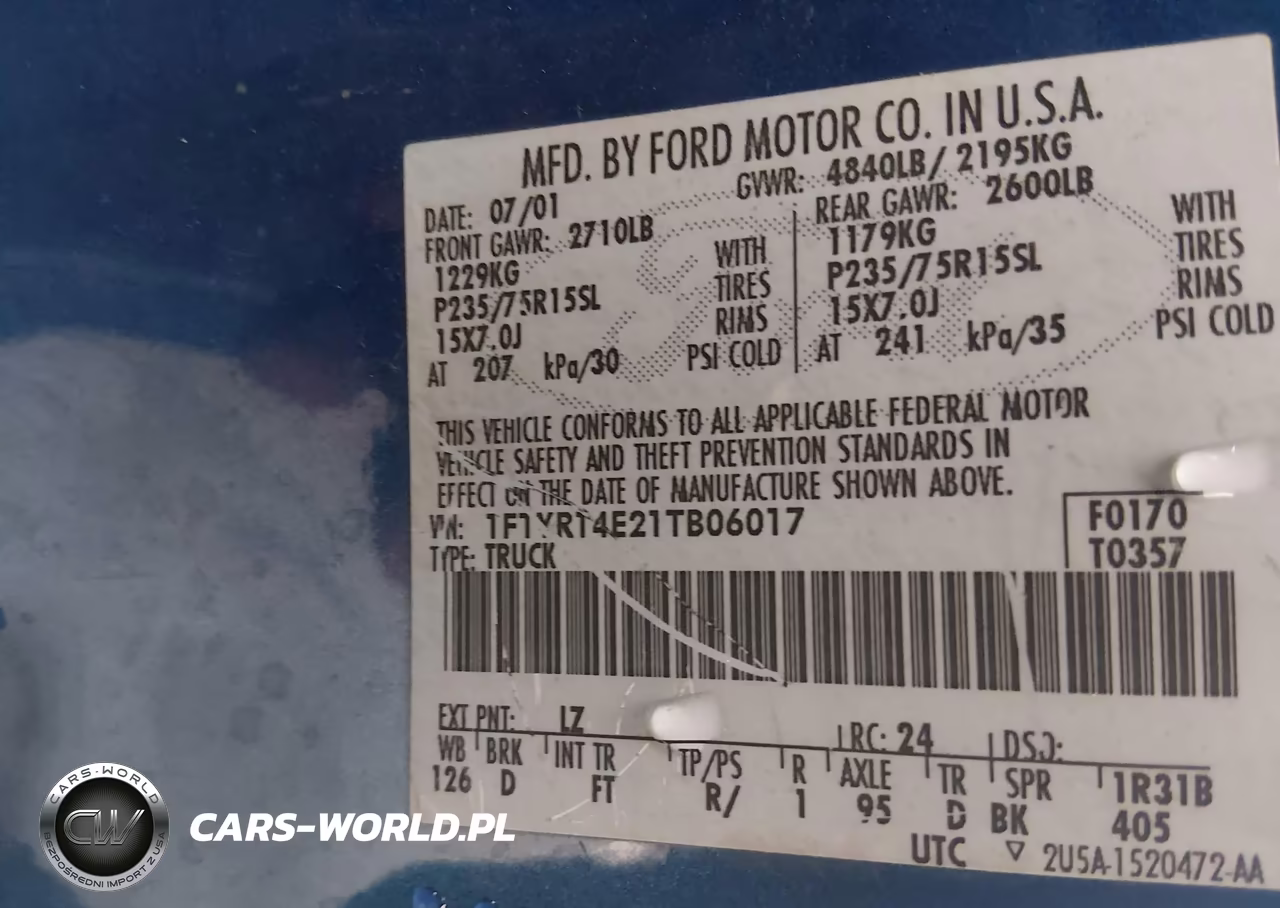 2001 Ford Ranger Edge-Xlt VIN:1FTYR14E21TB06017 - 9