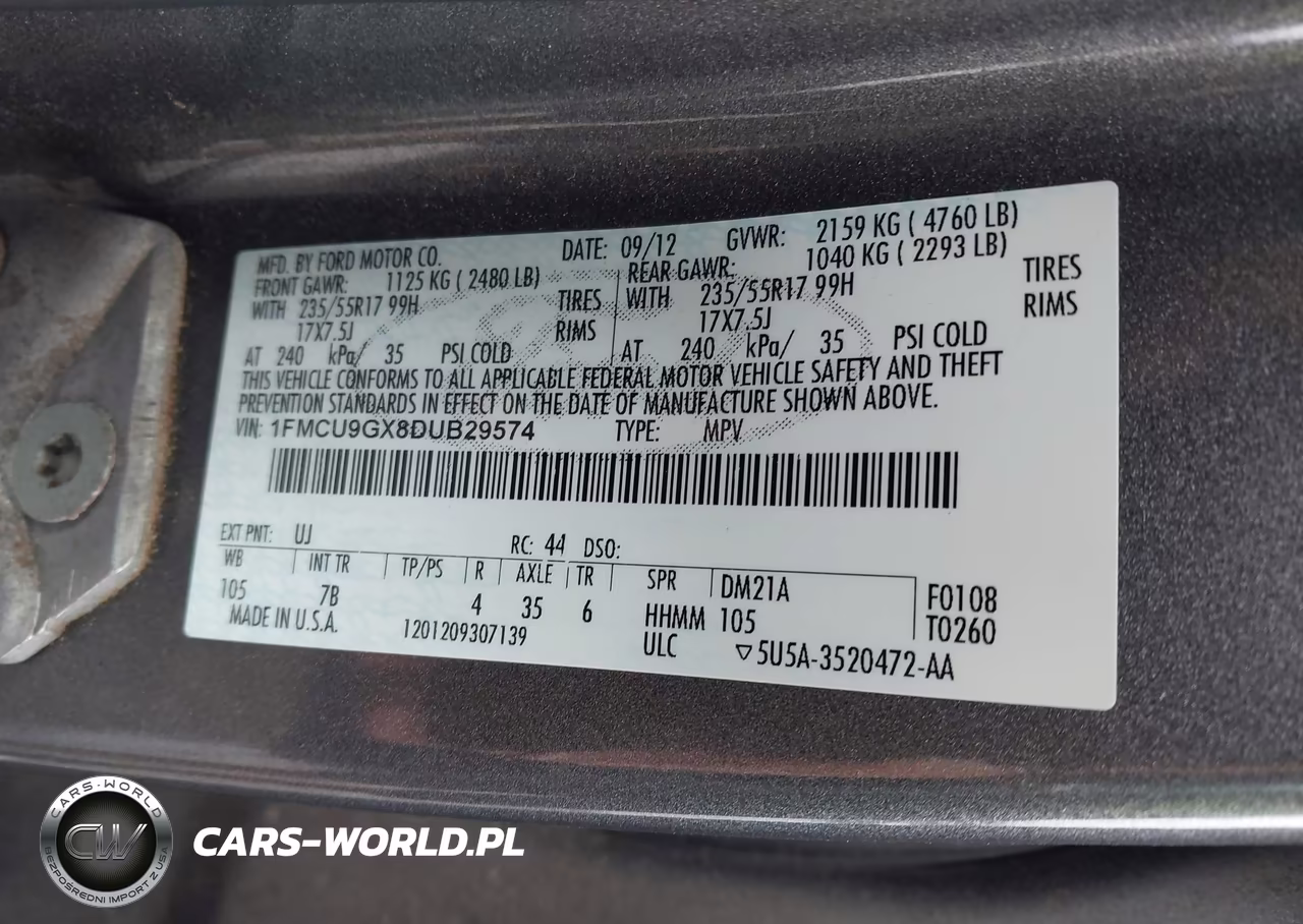 2013 Ford Escape Se VIN:1FMCU9GX8DUB29574 - 9