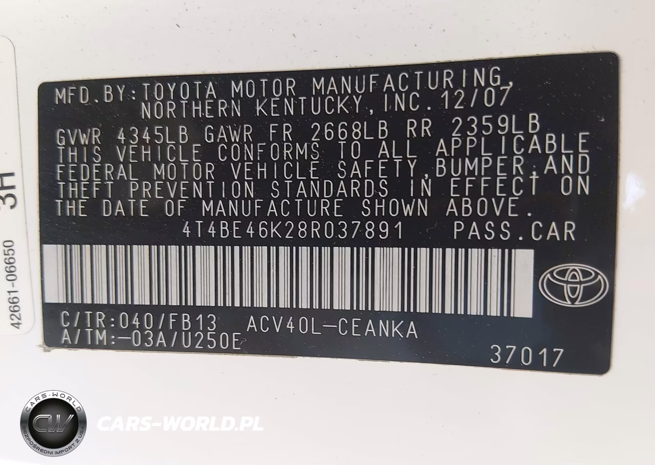 2008 Toyota Camry Ce-Le-Xle-Se VIN:4T4BE46K28R037891 - 9