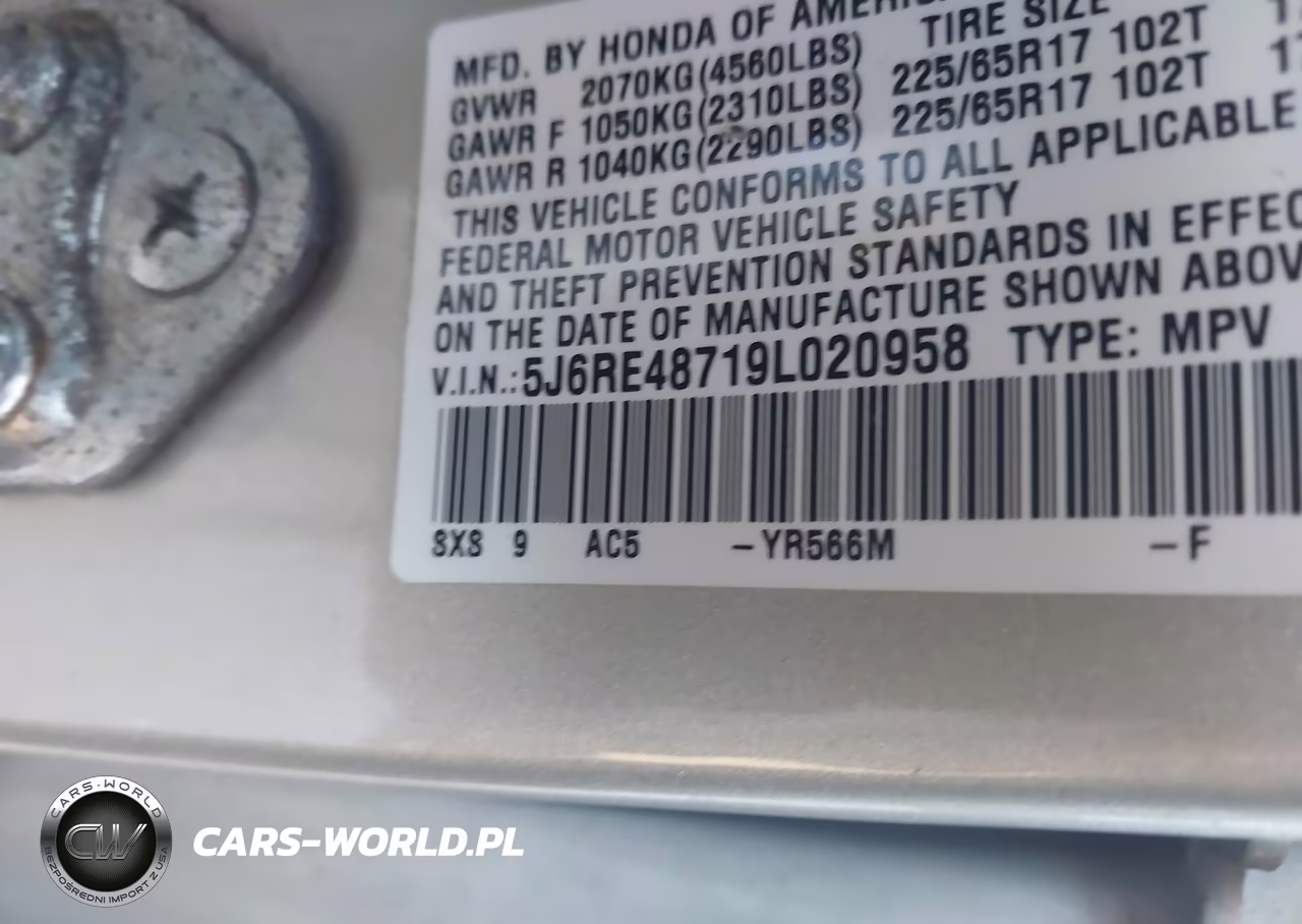 2009 Honda Cr-V Ex-L VIN:5J6RE48719L020958 - 9