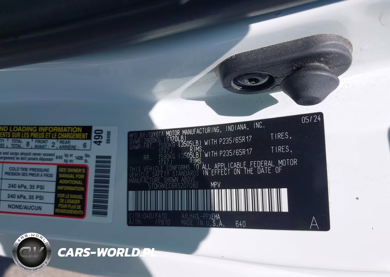 2024 Toyota Sienna Le VIN:5TDKRKEC6RS207080 - 9