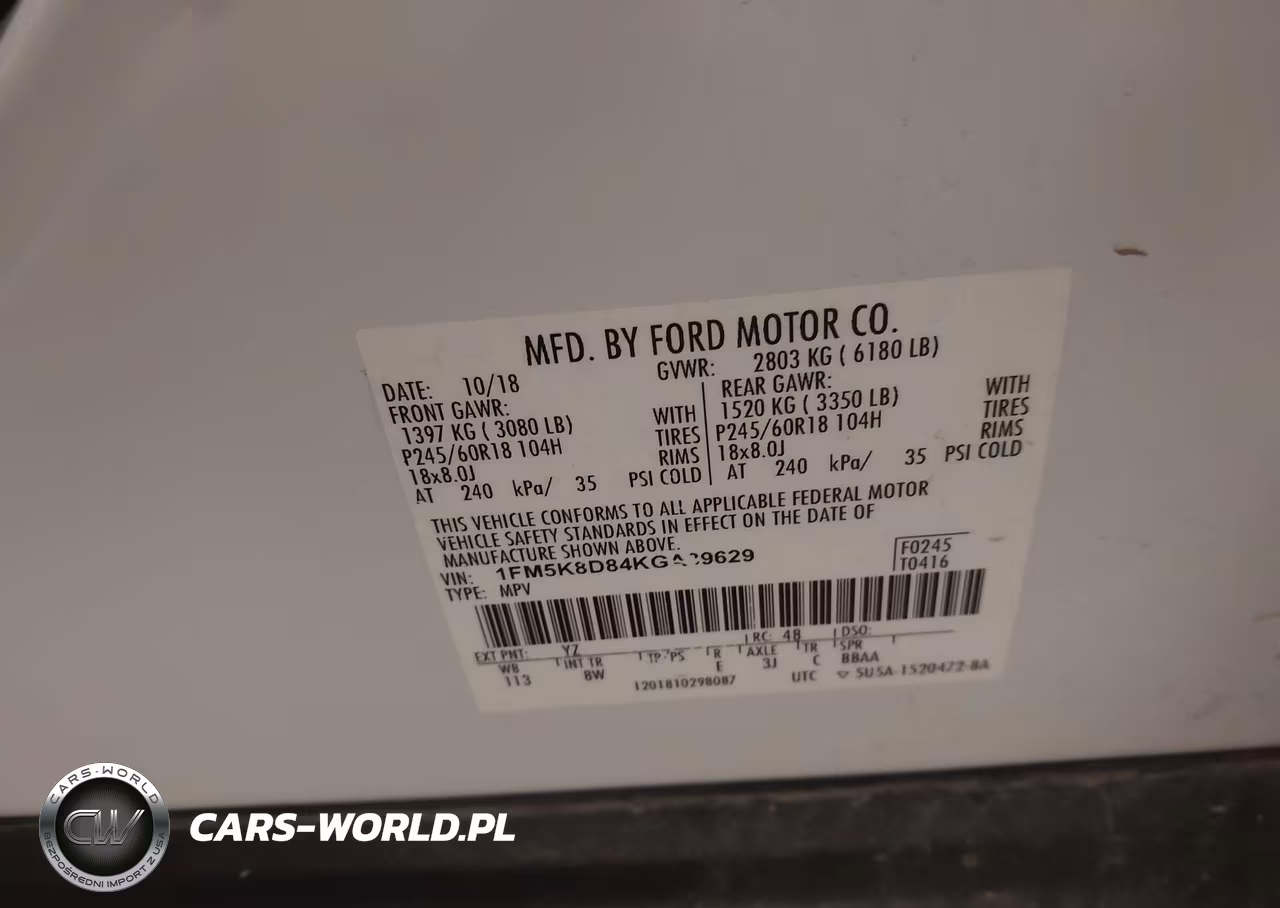 2019 Ford Explorer Xlt VIN:1FM5K8D84KGA39629 - 9