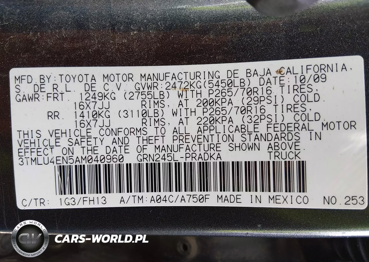 2010 Toyota Tacoma Base V6 VIN:3TMLU4EN5AM040960 - 9