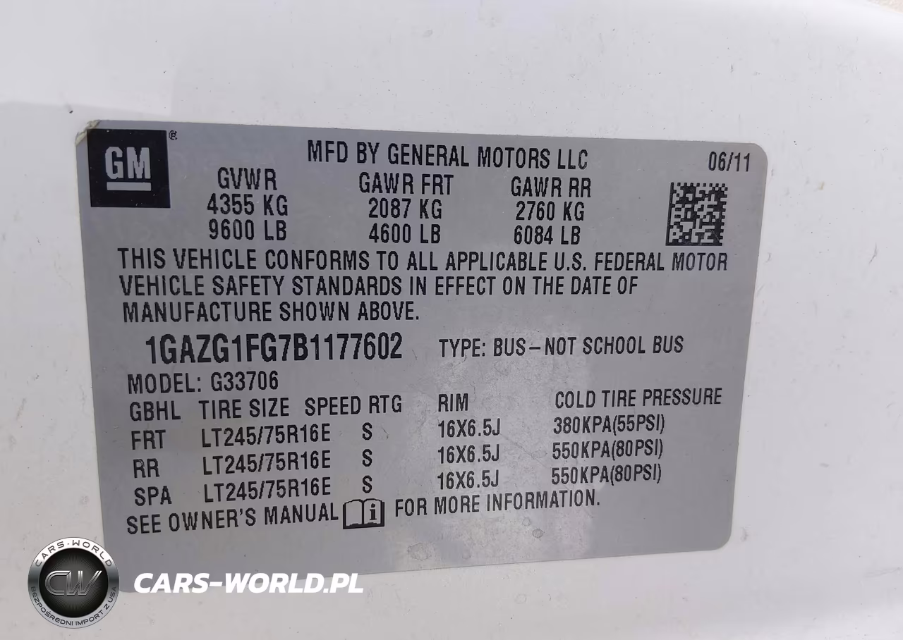 2011 Chevrolet Express 3500 Lt VIN:1GAZG1FG7B1177602 - 9