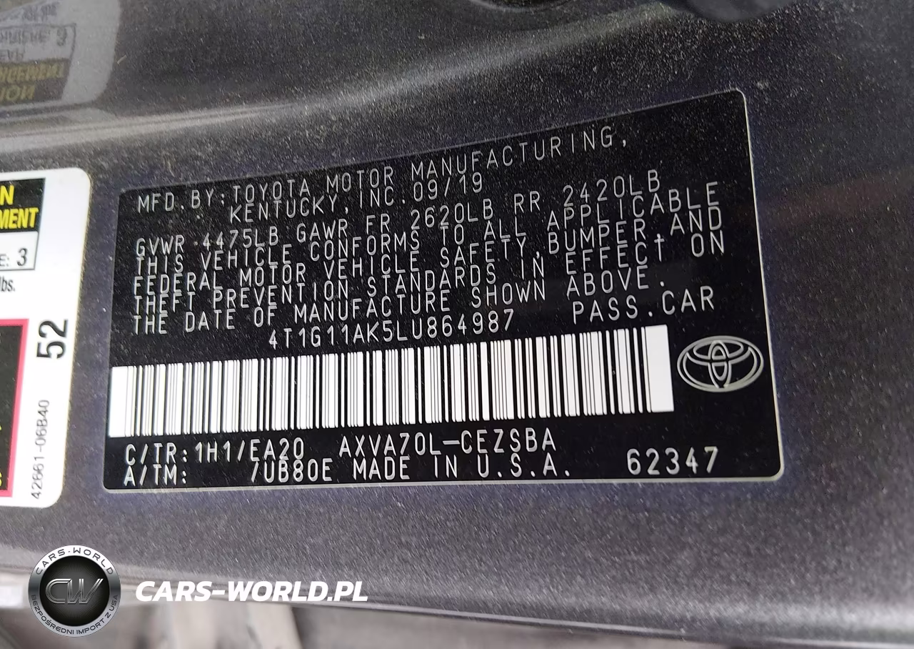 2020 Toyota Camry Se VIN:4T1G11AK5LU864987 - 9