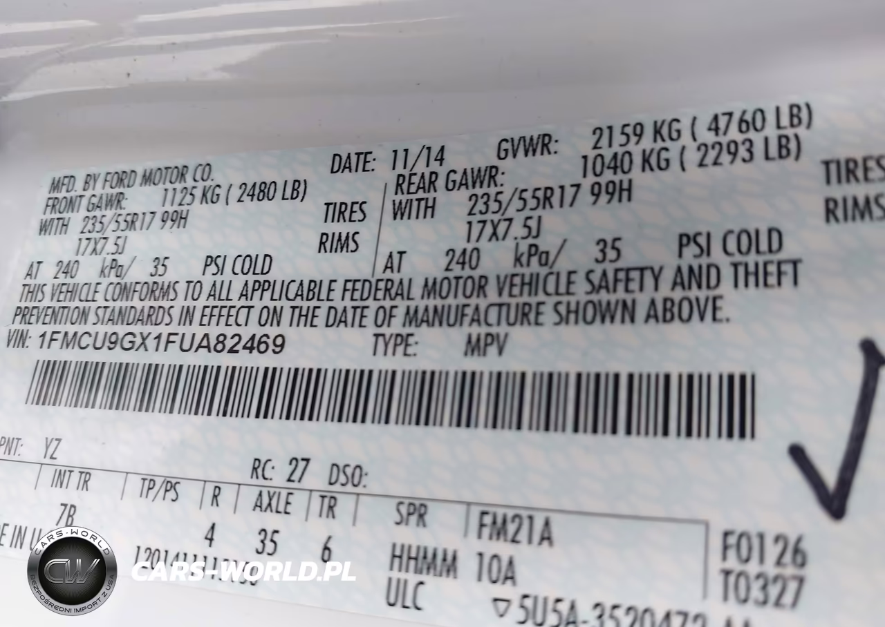 2015 Ford Escape Se VIN:1FMCU9GX1FUA82469 - 9