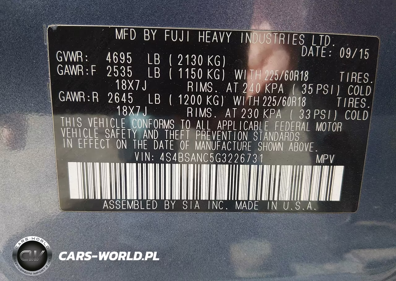 2016 Subaru Outback 2.5I Limited VIN:4S4BSANC5G3226731 - 9