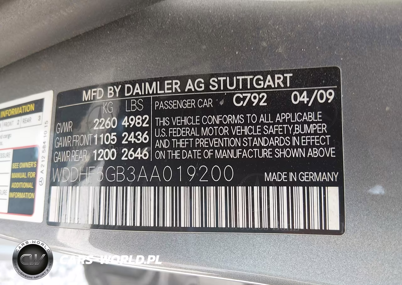2010 Mercedes-Benz E 350 VIN:WDDHF5GB3AA019200 - 9
