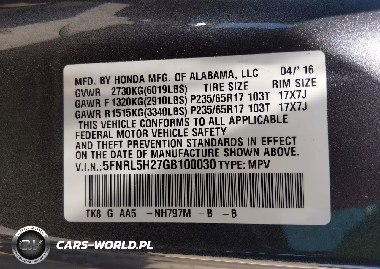 2016 Honda Odyssey Lx VIN:5FNRL5H27GB100030 - 9