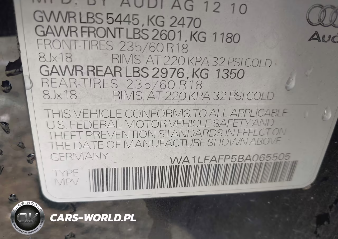 2011 Audi Q5 2.0T Premium VIN:WA1LFAFP5BA065505 - 9