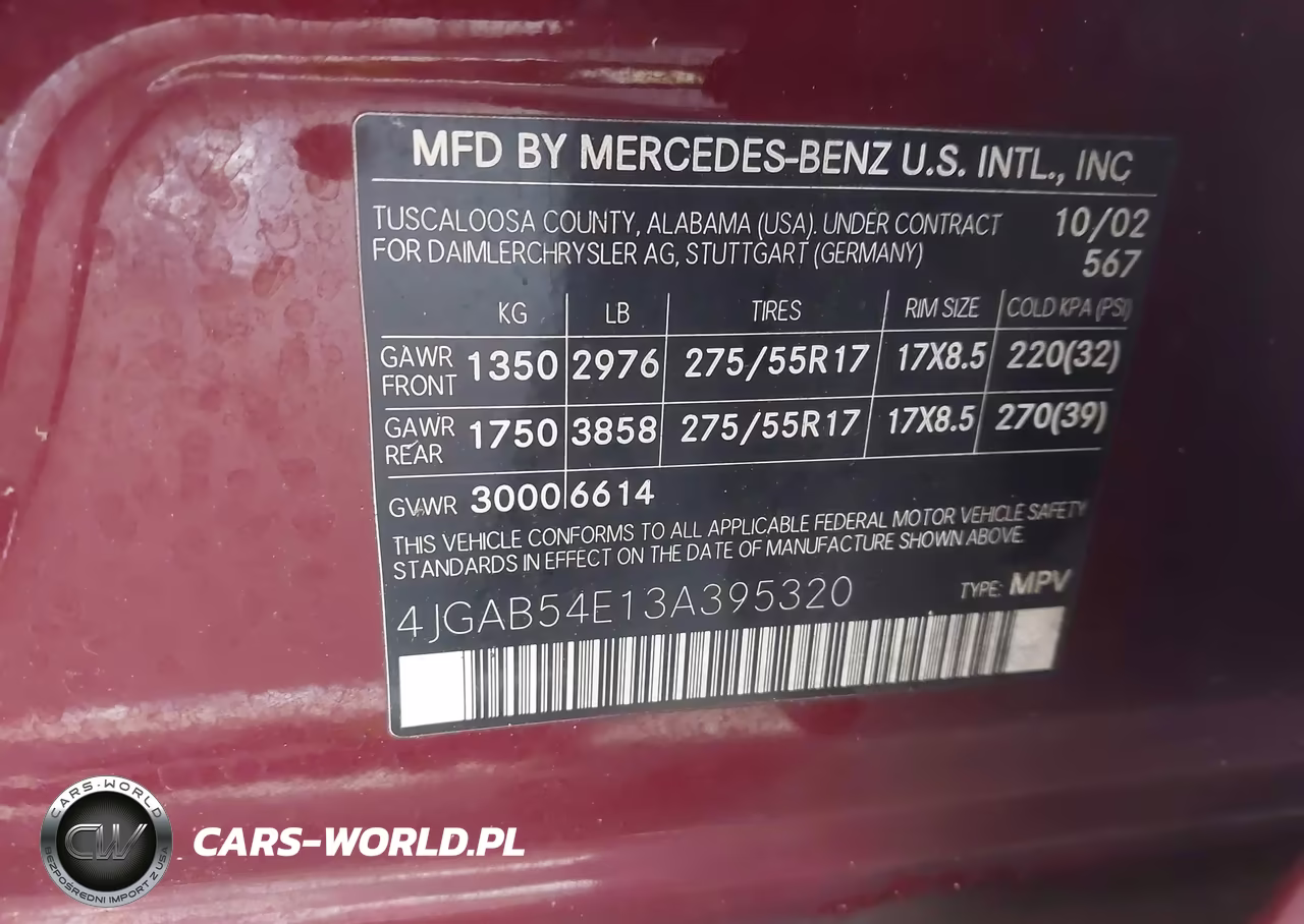 2003 Mercedes-Benz Ml 320 VIN:4JGAB54E13A395320 - 9
