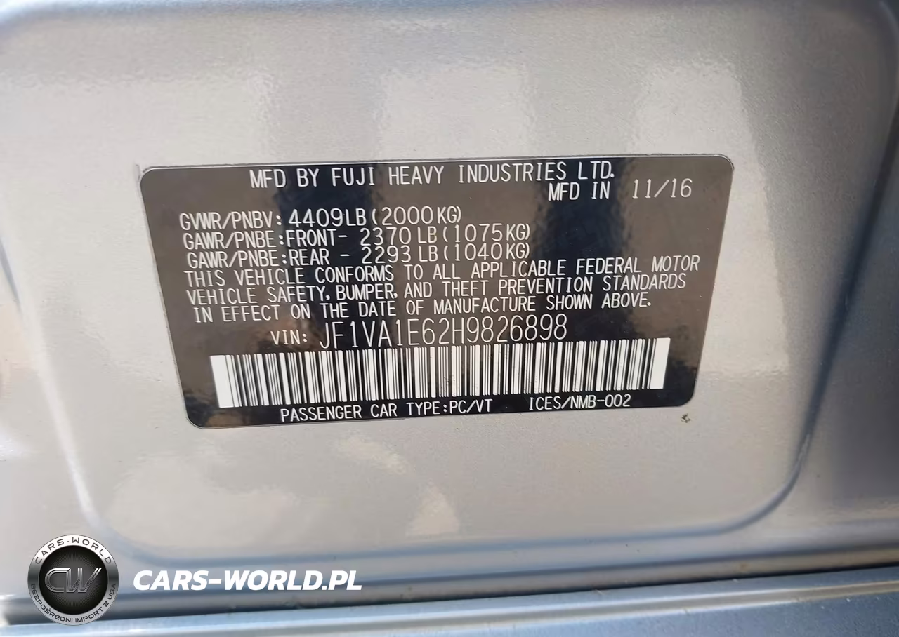 2017 Subaru Wrx Premium VIN:JF1VA1E62H9826898 - 9